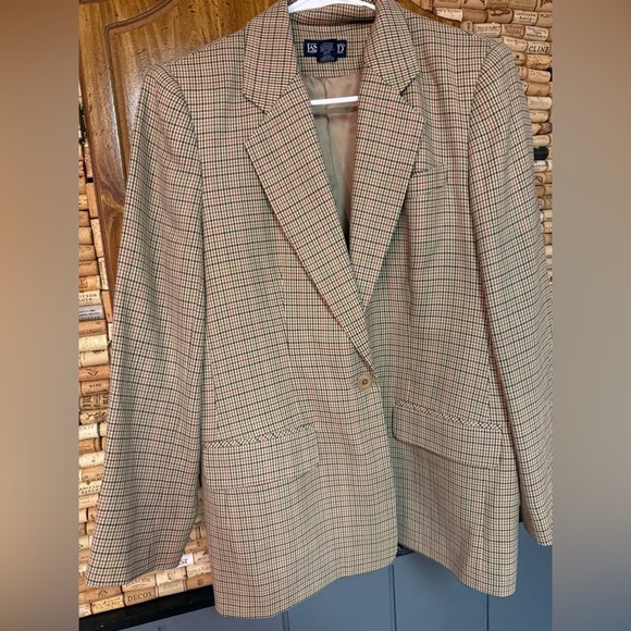 Vintage 90’s Lands End Wool plaid oversized blazer size 6 - Picture 2 of 6